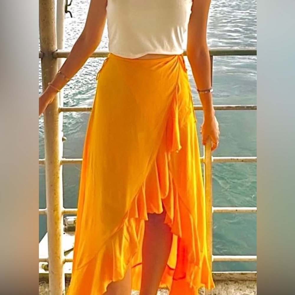 Elegant Yellow Wrap Skirt